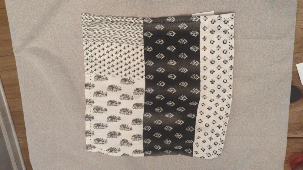Set of 2 Magaschoni Linen Pillow Shams, Black & White Pattern, 16x16 NWT